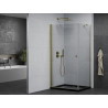 Mexen Pretoria folding shower enclosure 100 x 80 cm, transparent, gold + black Flat shower tray - 852-100-080-50-00-4070G