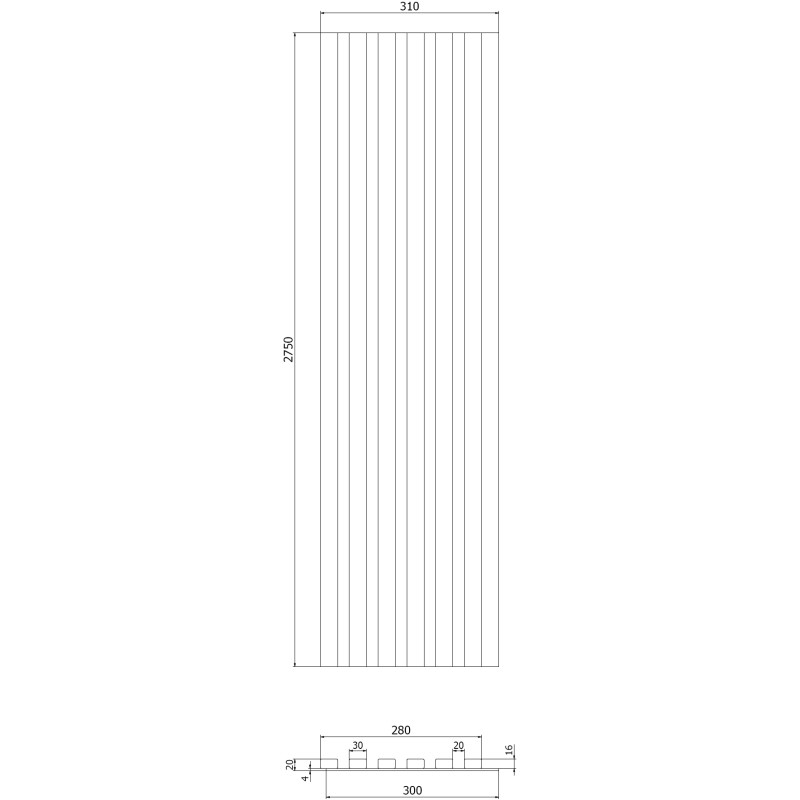 Mexen Lam-B wall slats 275 x 30 cm, 4 mm HDF board, technical veneer, Burnt Walnut - S100-275307-3015-024