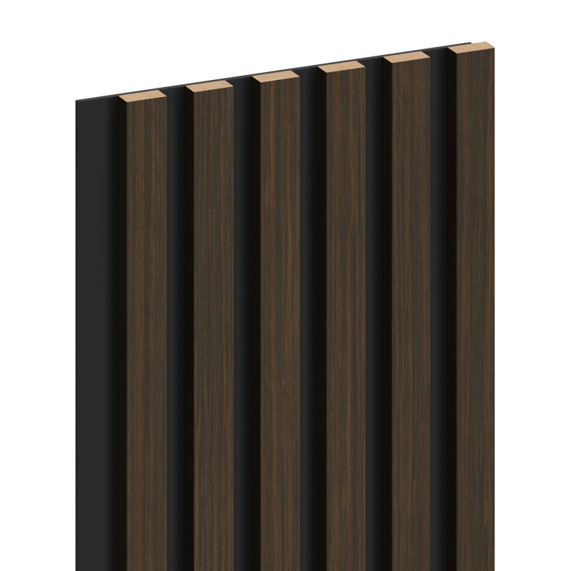 Mexen Lam-B wall slats 275 x 30 cm, 4 mm HDF board, technical veneer, Burnt Walnut - S100-275307-3015-024