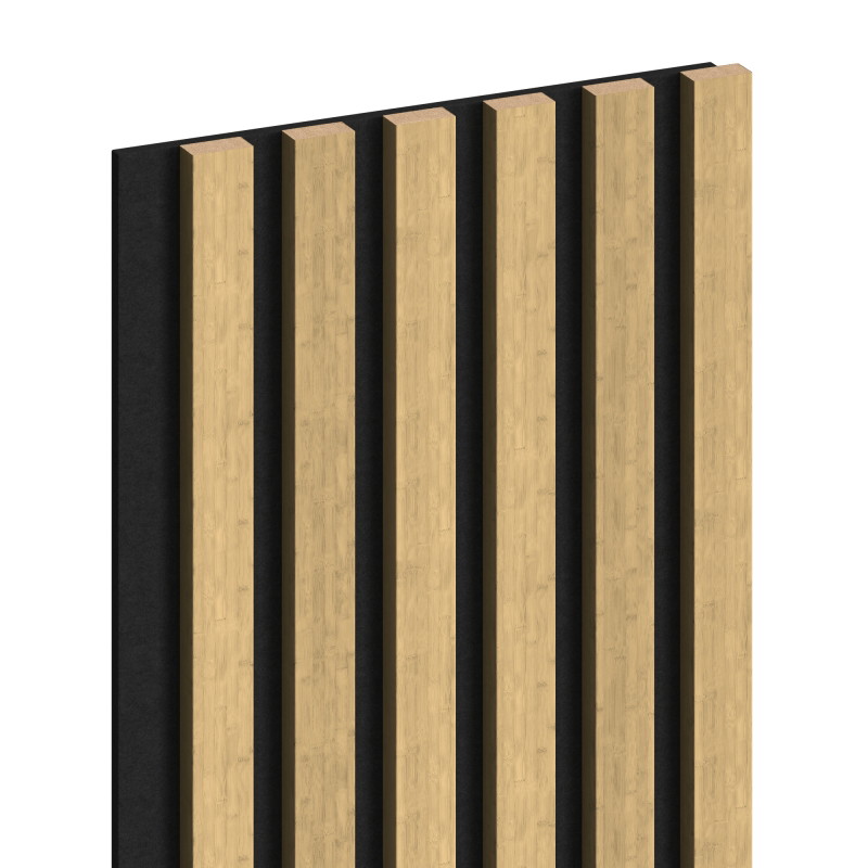 Mexen Lam-F acoustic wall slats 275 x 30 cm, felt 8 mm, technical veneer, Natural Bamboo - S105-275307-3015-011