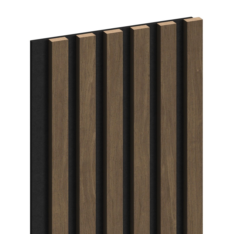 Mexen Lam-F acoustic wall slats 275 x 30 cm, 8 mm felt, technical veneer, Cocoa Walnut - S105-275307-3015-018