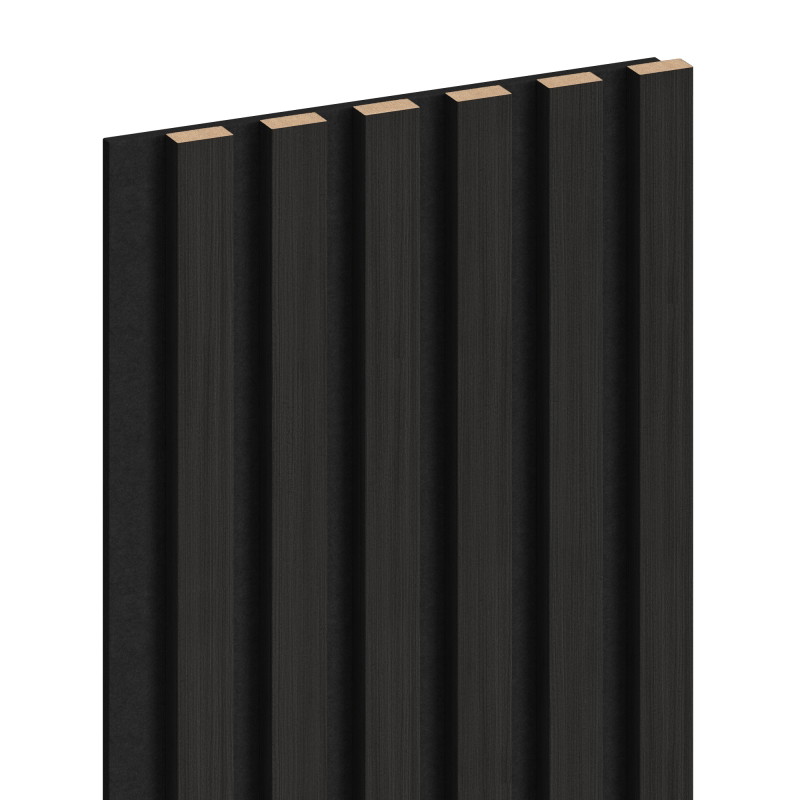 Mexen Lam-F Acoustic Wall Slats 275 x 30 cm, 8 mm Felt, Technical Veneer, Black Ebony - S105-275307-3015-023