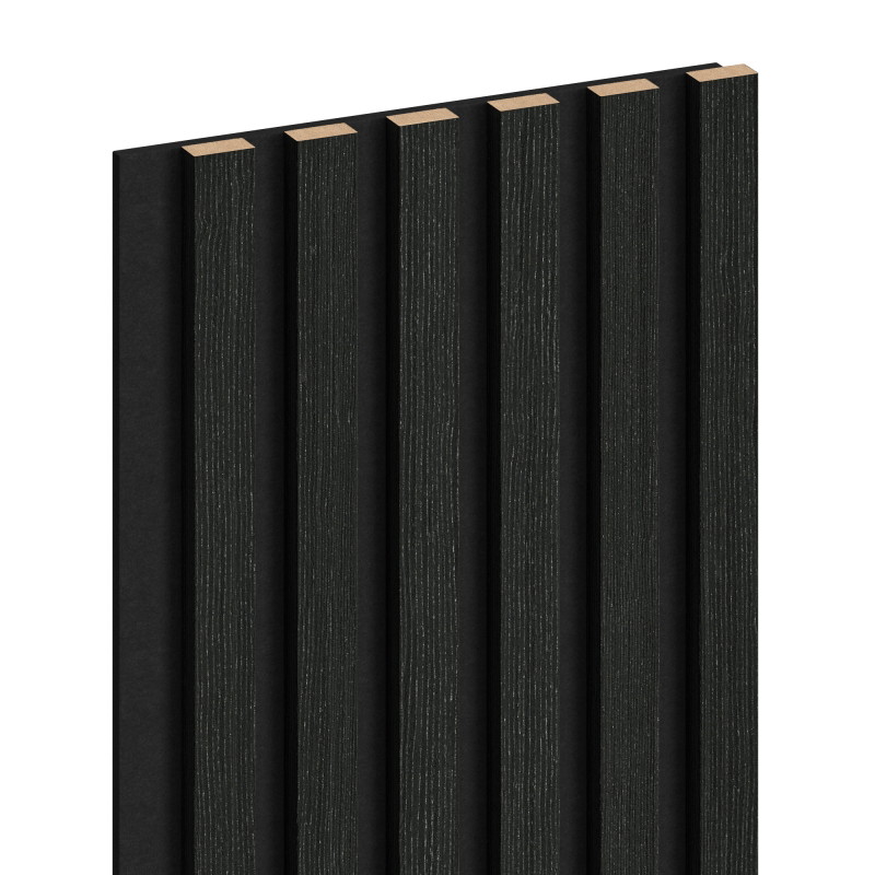 Mexen Lam-F acoustic wall slats 275 x 30 cm, 8 mm felt, technical veneer, Silvery Black Oak - S105-275307-3015-025