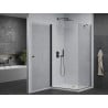 Mexen Pretoria hinged shower cubicle 70 x 80 cm, transparent, Black + shower tray Flat - 852-070-080-70-00-4010B