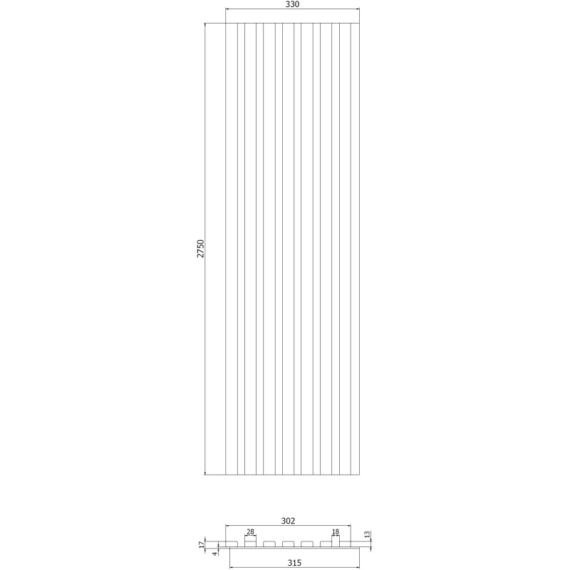 Mexen Lam-B wall slats 275 x 31.5 cm, HDF board 4 mm, Black Matte - S100-275317-2812-053