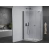 Mexen Pretoria hinged shower cubicle 70 x 80 cm, transparent, Black + shower tray Flat - 852-070-080-70-00-4010B