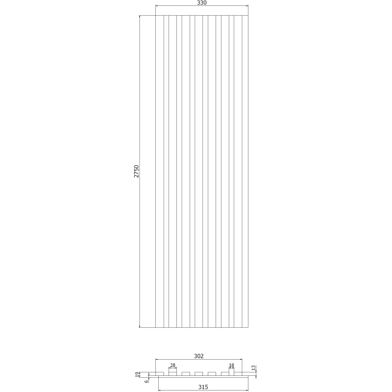 Mexen Lam-F Acoustic Wall Slats 275 x 31.5 cm, 6 mm Felt, Ice Oak - S105-275317-2812-061