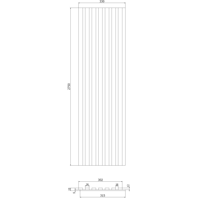 Mexen Lam-F Acoustic Wall Slats 275 x 31.5 cm, 6 mm Felt, Black Linen - S105-275317-2812-069
