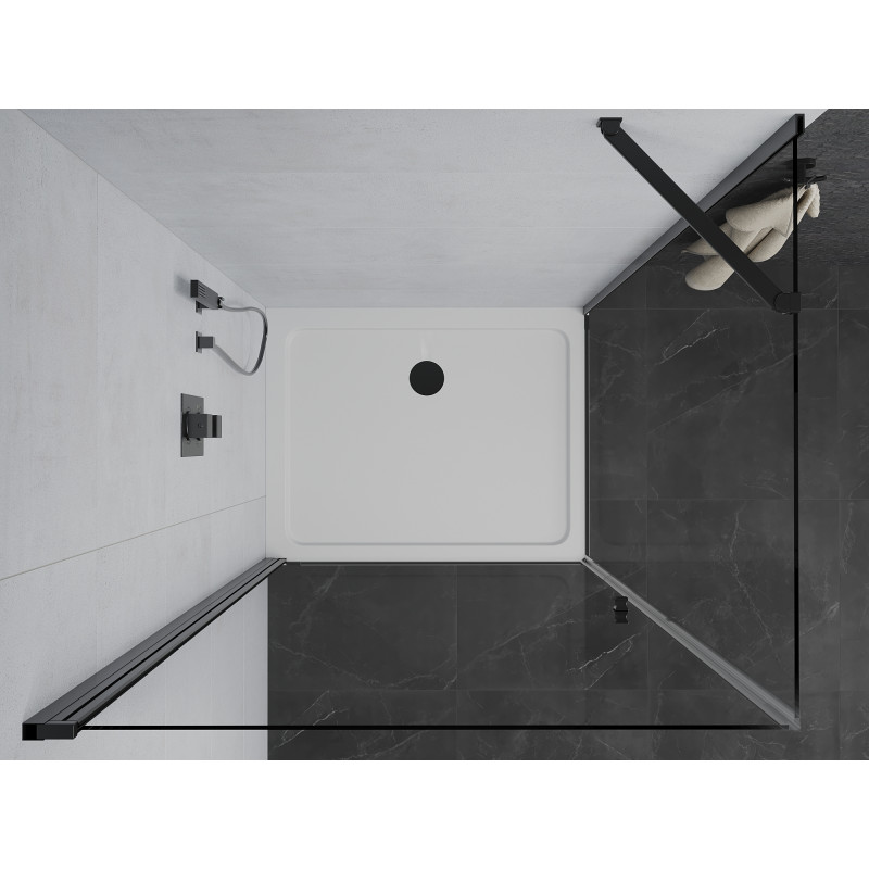Mexen Pretoria Hinged Shower Cabin 80 x 100 cm, Transparent, Black + Flat Tray - 852-080-100-70-00-4010B