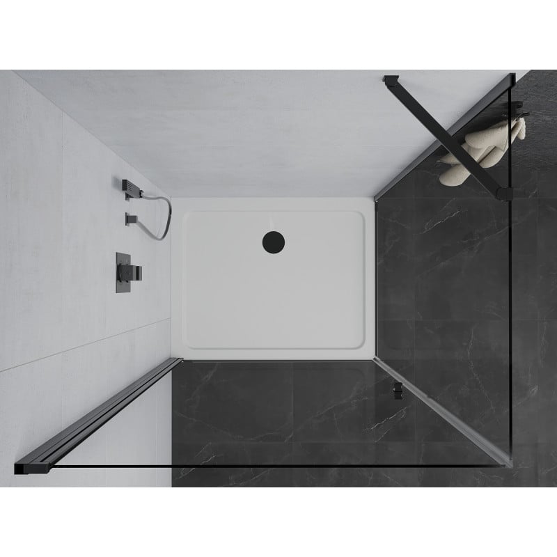 Mexen Pretoria swing shower cabin 80 x 110 cm, transparent, black + Flat tray - 852-080-110-70-00-4010B