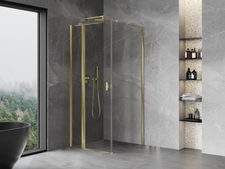 Mexen Mist T pivot shower enclosure 80 x 80 cm, transparent, gold - 8A4T-080-080-50-00