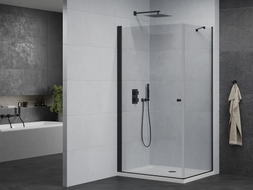 Mexen Pretoria tilting shower cabin 90 x 100 cm, transparent, black + Flat tray - 852-090-100-70-00-4010B