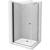 Mexen Pretoria hinged shower cubicle 90 x 100 cm, transparent, Black + shower tray Flat - 852-090-100-70-00-4010B