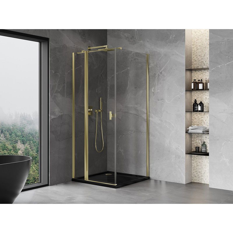 Mexen Mist T hinged shower enclosure 120 x 120 cm, transparent, gold - 8A4T-120-120-50-00