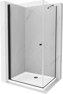 Mexen Pretoria hinged shower cubicle 100 x 70 cm, transparent, Black + shower tray Flat - 852-100-070-70-00-4010B
