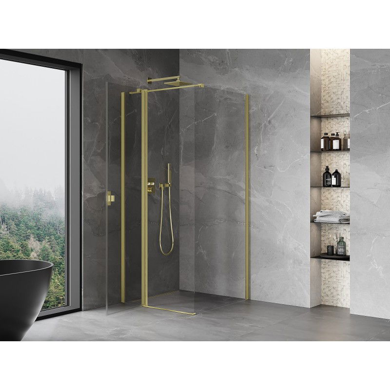Mexen Mist T hinged shower enclosure 85 x 85 cm, transparent, brushed gold - 8A4T-085-085-55-00