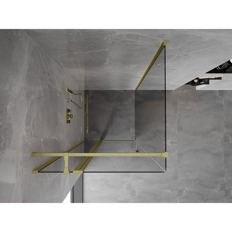 Mexen Mist T hinged shower enclosure 80 x 80 cm, transparent, brushed gold - 8A4T-080-080-55-00