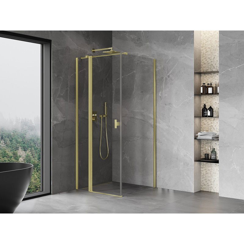 Mexen Mist T Hinged Shower Enclosure 90 x 90 cm, Transparent, Gold Brushed - 8A4T-090-090-55-00