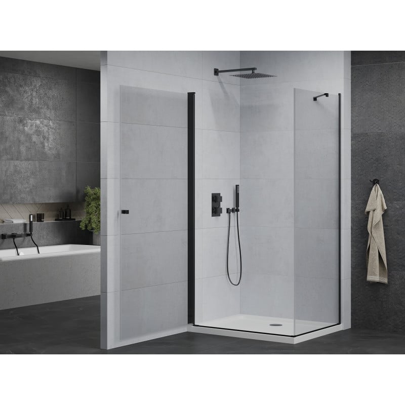 Mexen Pretoria pivot shower enclosure 100 x 90 cm, transparent, black + Flat base - 852-100-090-70-00-4010B