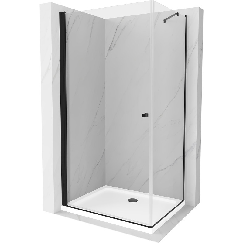 Mexen Pretoria swing shower cabin 100 x 100 cm, transparent, black + Flat shower tray - 852-100-100-70-00-4010B