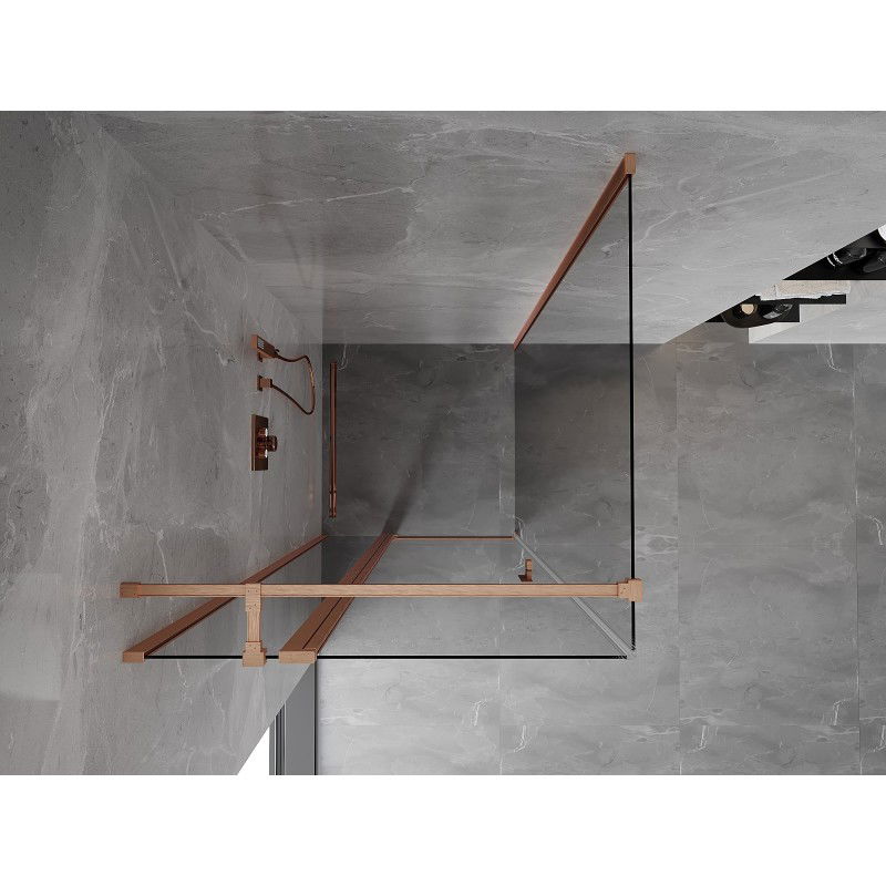 Mexen Mist T hinged shower enclosure 85 x 85 cm, transparent, brushed copper - 8A4T-085-085-65-00