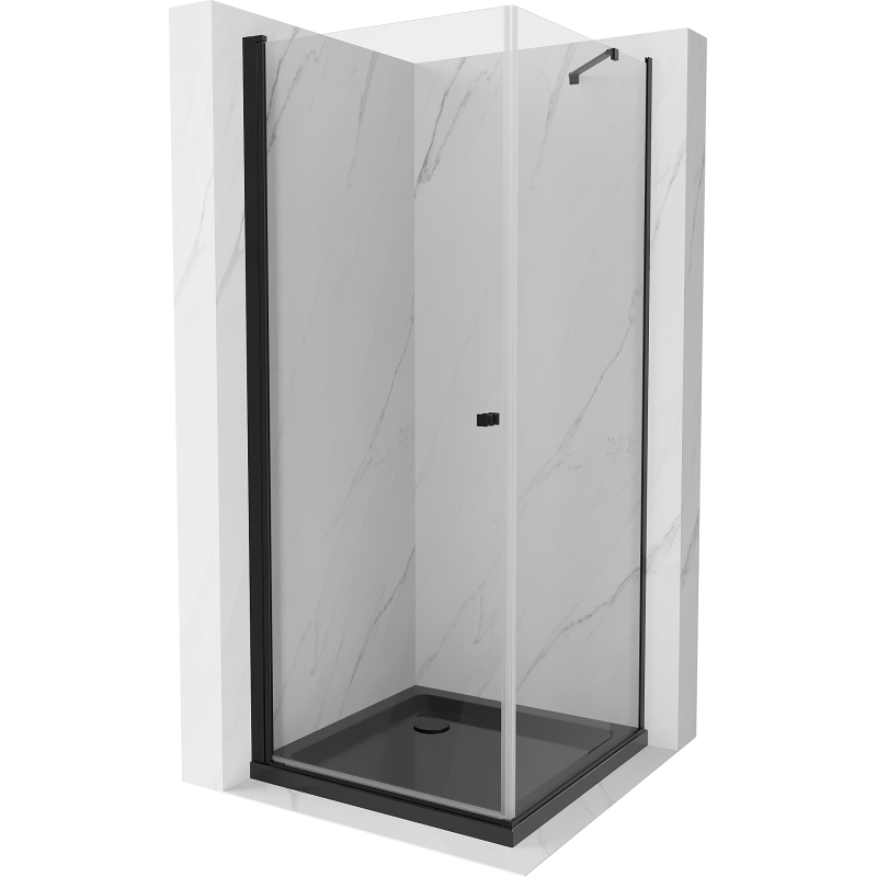 Mexen Pretoria pivot shower cabin 70 x 70 cm, transparent, black + Flat shower tray, black - 852-070-070-70-00-4070B