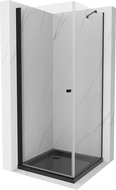 Mexen Pretoria 70 x 70 cm Hinged Shower Enclosure, Transparent, Black + Flat Tray, Black - 852-070-070-70-00-4070B