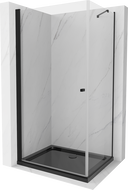 Mexen Pretoria hinged shower cubicle 70 x 100 cm, transparent, Black + shower tray Flat, Black - 852-070-100-70-00-4070B