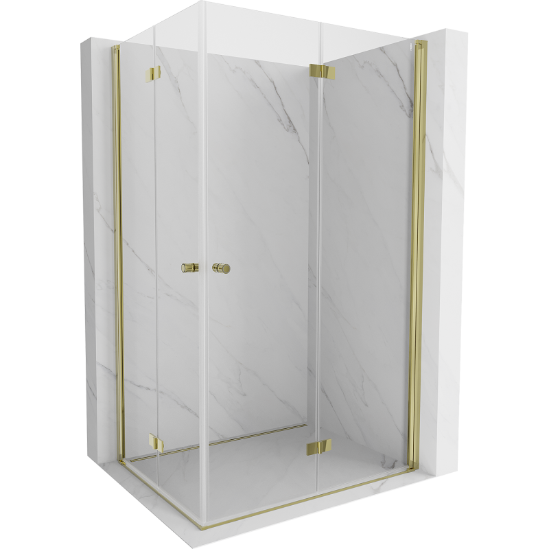 Mexen Mist-F Duo foldable right shower cabin 75 x 110 cm, transparent, gold - 8A6-075L-110P-50-00