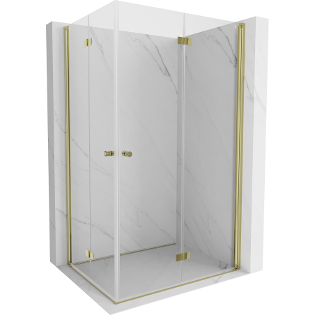 Mexen Mist-F Duo folding shower cabin right 75 x 70 cm, transparent, brushed gold - 8A6-075L-070P-55-00 - 8A6-075L-080P-55-00