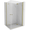 Mexen Mist-F Duo folding shower cabin right 70 x 100 cm, transparent, brushed gold - 8A6-070L-100P-55-00