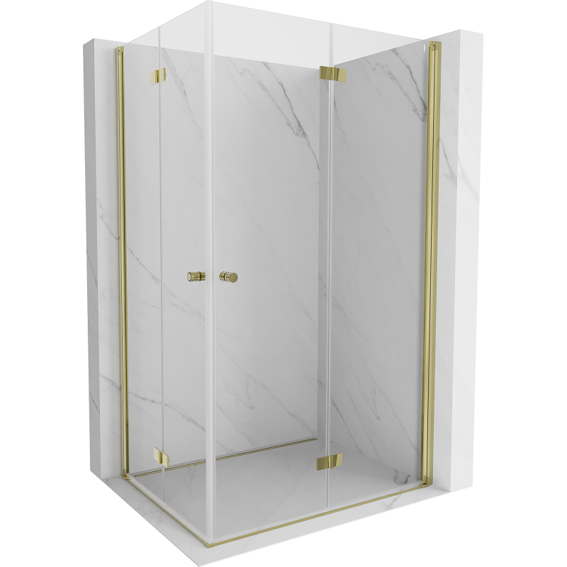 Mexen Mist-F Duo foldable shower cabin 80 x 120 cm, transparent, brushed gold - 8A6-080L-120P-55-00