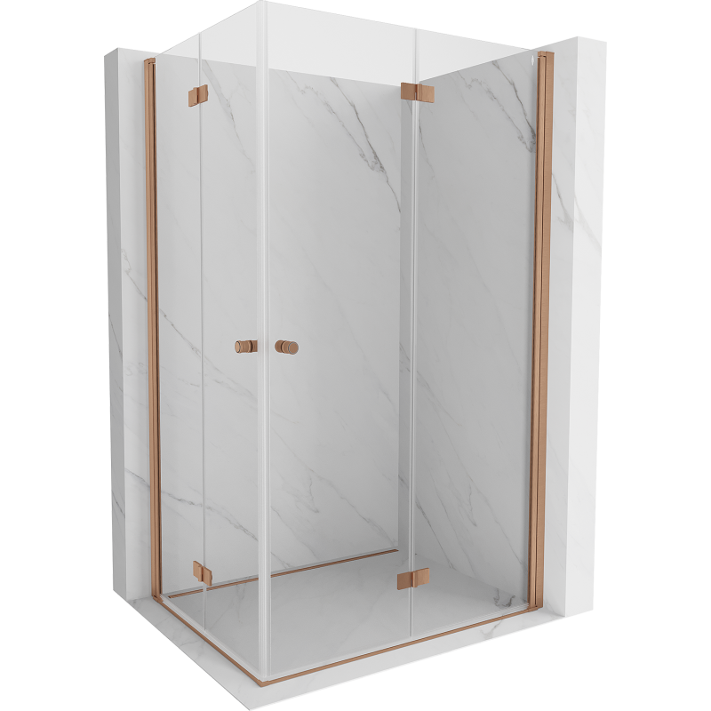 Mexen Mist-F Duo Folding Shower Cabin Right 75 x 100 cm, Transparent, Brushed Copper - 8A6-075L-100P-65-00