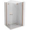 Mexen Mist-F Duo right-folding shower cabin 90 x 120 cm, transparent, brushed copper - 8A6-090L-120P-65-00