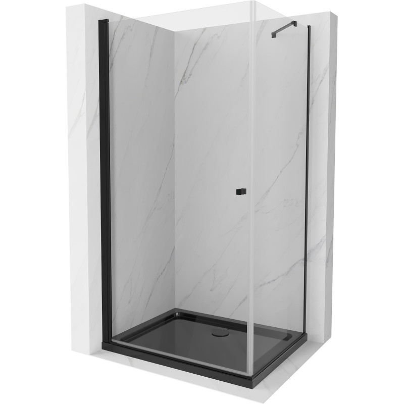 Mexen Pretoria hinged shower cabin 80 x 100 cm, transparent, black + Flat tray, black - 852-080-100-70-00-4070B