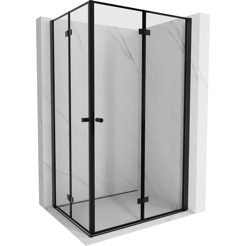 Mexen Mist-F Duo foldable shower cabin right 70 x 120 cm, black frame, black - 8A6-070L-120P-70-70