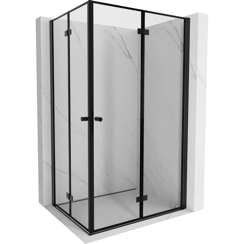 Mexen Mist-F Duo Right Folding Shower Enclosure 85 x 120 cm, Black Frame, Black - 8A6-085L-120P-70-70