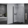 Mexen Pretoria hinged shower cubicle 80 x 110 cm, transparent, Black + shower tray Flat, Black - 852-080-110-70-00-4070B