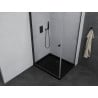 Mexen Pretoria hinged shower cubicle 80 x 110 cm, transparent, Black + shower tray Flat, Black - 852-080-110-70-00-4070B
