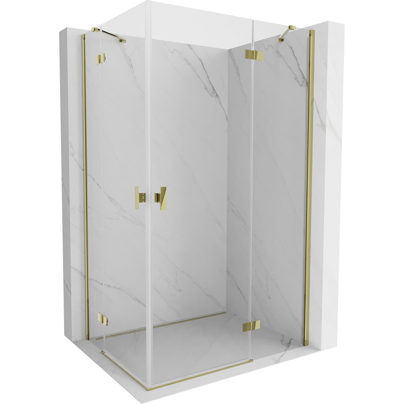 Mexen Mist-H Duo Hinged Shower Enclosure Right 70 x 80 cm, Transparent, Gold - 8A5-080L-070P-50-00 - 8A5-070L-080P-50-00