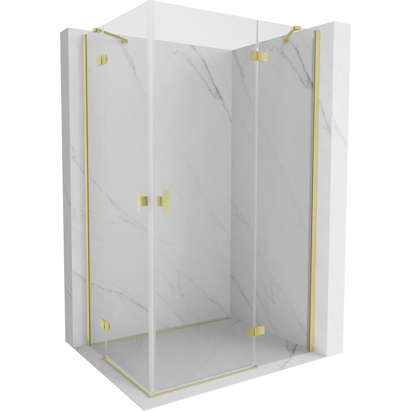 Mexen Mist-H Duo Right-Handed Shower Enclosure 70 x 95 cm, Transparent, Brushed Gold - 8A5-070L-095P-55-00