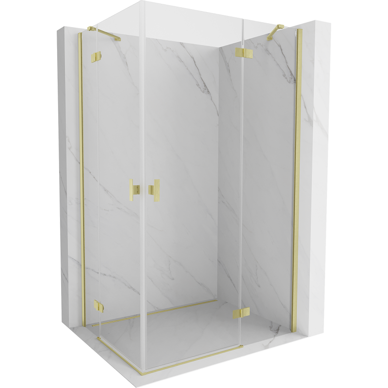 Mexen Mist-H Duo Right Hinged Shower Cabin 95 x 105 cm, Transparent, Brushed Gold - 8A5-095L-105P-55-00