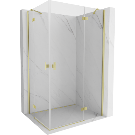 Mexen Mist-H Duo Right Hinged Shower Cabin 95 x 105 cm, Transparent, Brushed Gold - 8A5-095L-105P-55-00