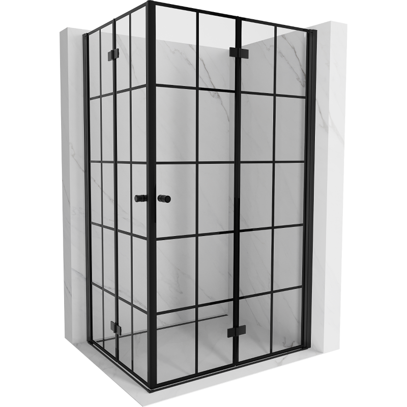 Mexen Mist-F Duo folding shower enclosure right 80 x 90 cm, black grid, black - 8A6-080L-090P-70-77
