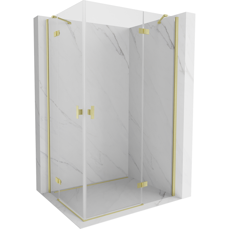 Mexen Mist-H Duo Right Hinged Shower Cabin 110 x 115 cm, Transparent, Brushed Gold - 8A5-110L-115P-55-00