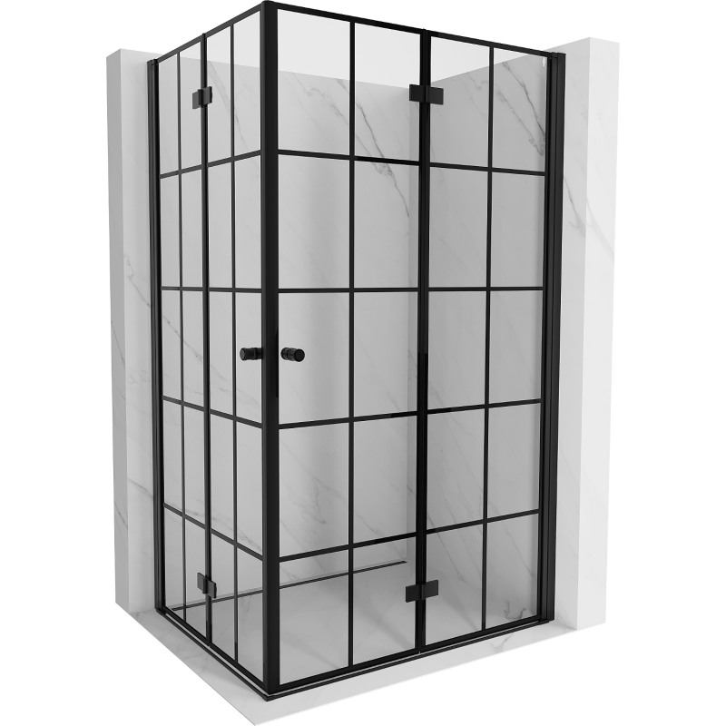 Mexen Mist-F Duo right folding shower cabin 70 x 95 cm, black grid, black - 8A6-070L-095P-70-77