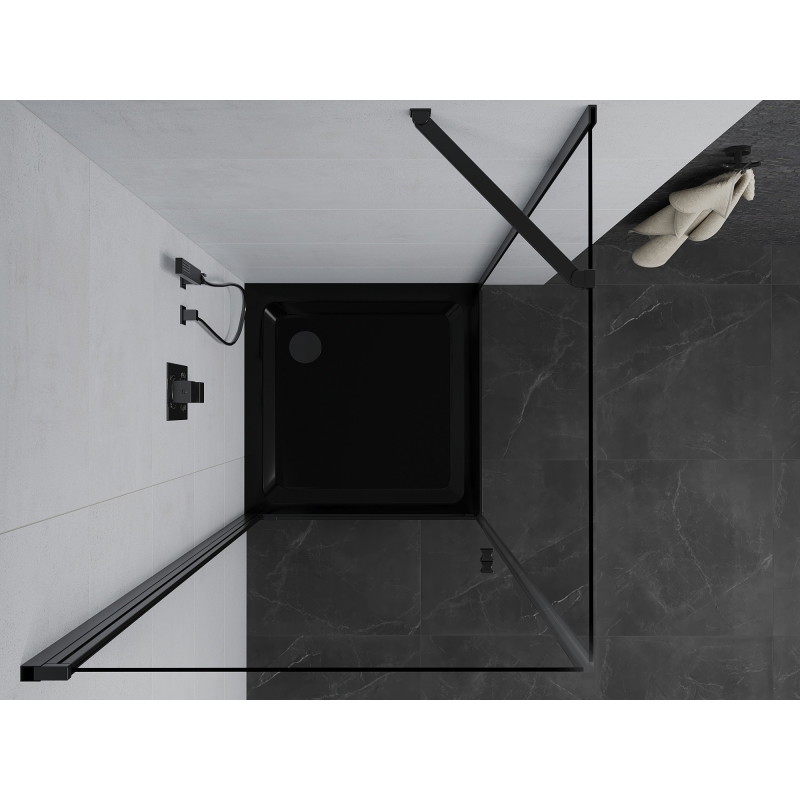 Mexen Pretoria tilting shower cabin 80 x 80 cm, transparent, black + Flat tray, black - 852-080-080-70-00-4070B