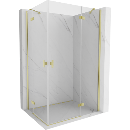 Mexen Mist-H Duo Hinged Shower Enclosure Right 95 x 120 cm, Transparent, Brushed Gold - 8A5-095L-120P-55-00
