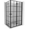 Mexen Mist-F Duo Right Folding Shower Enclosure 80 x 100 cm, Black Grid, Black - 8A6-080L-100P-70-77