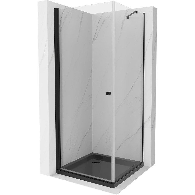 Mexen Pretoria tilting shower cabin 80 x 80 cm, transparent, black + Flat tray, black - 852-080-080-70-00-4070B